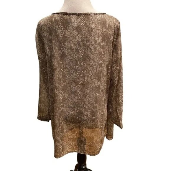 Chicos 3 Womens Size 16 18 XL Snake Print Tunic Tank Top Set Mountain Stone NEW - Picture 5 of 6